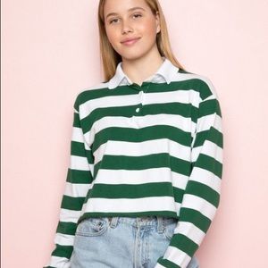 Brandy Melville Tops - Brandy Melville Green and White Striped Collar Brandy Melville Tops - Brandy Melville Green and White Striped Collar